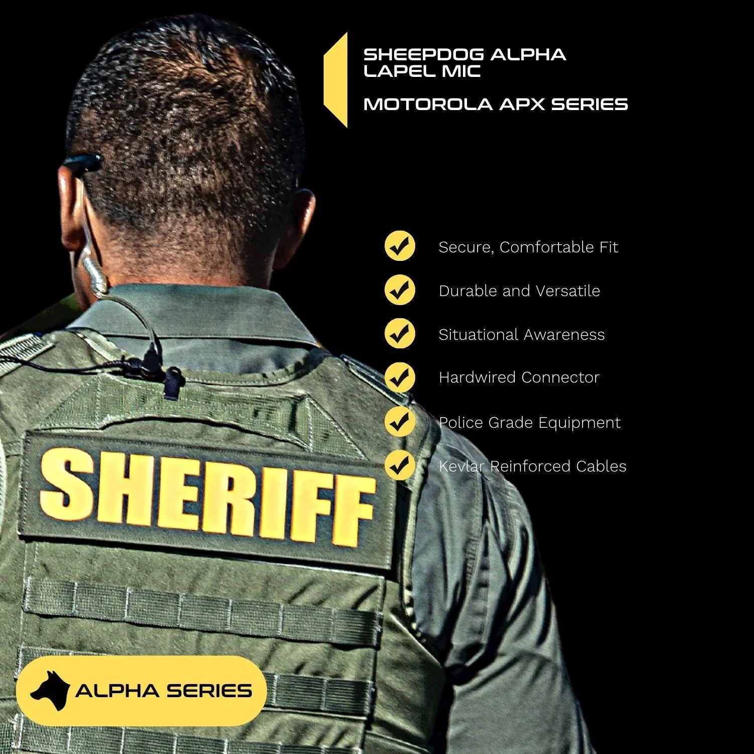Sheepdog ALPHA Lapel Microphone, Motorola 2-Pin - Image 3